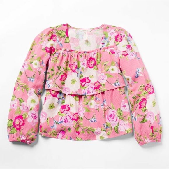 Matilda Jane Girl Enchanted Garden Always Blooming Floral Pink Top Blouse size 8 - Picture 1 of 4